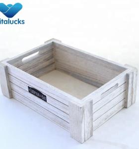 Eco-friendly pine wooden crates with white distressed
