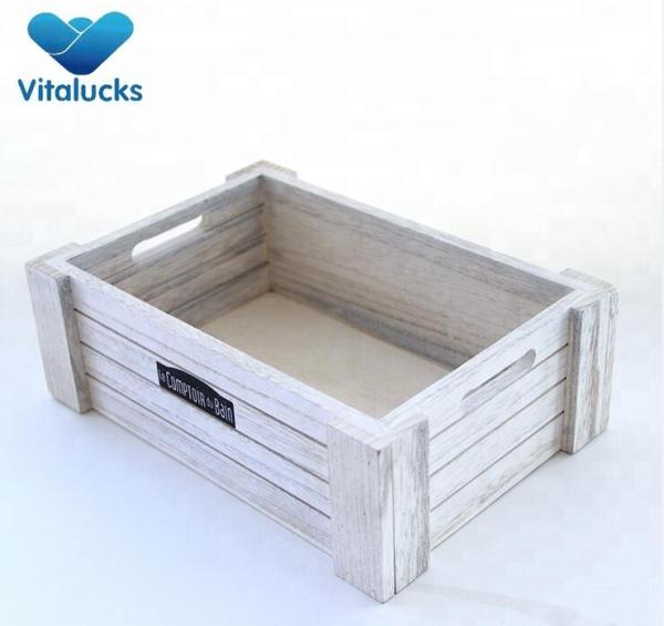 Eco-friendly pine wooden crates with white distressed