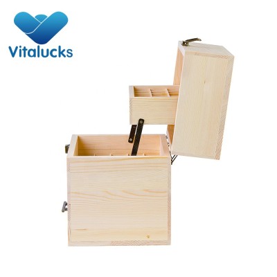 Wholesale customized unfinished storage essential oil wooden box three layers