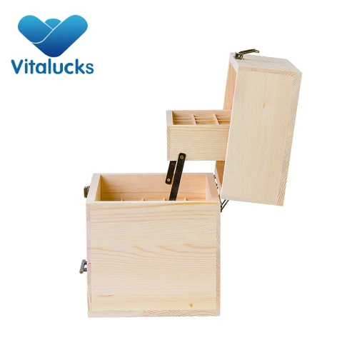 Wholesale customized unfinished storage essential oil wooden box three layers