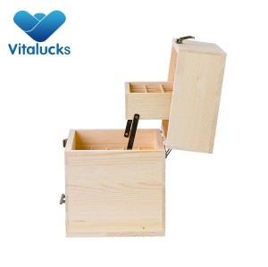 Wholesale customized unfinished storage essential oil wooden box three layers