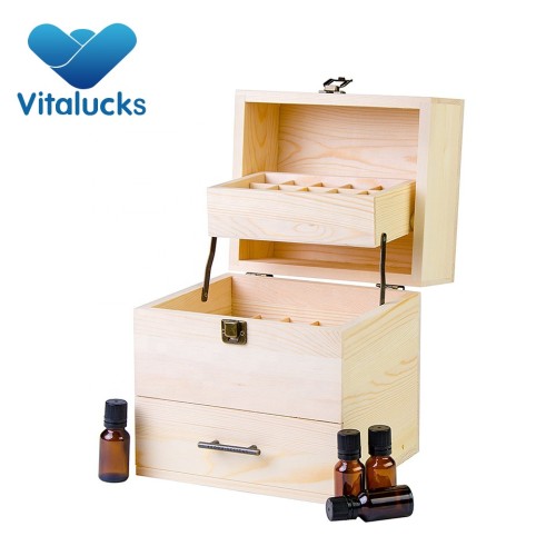 Wholesale customized unfinished storage essential oil wooden box three layers