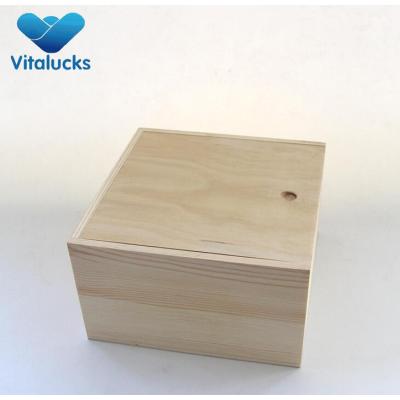 Custom solid unfinished wooden boxes slid lid with finger hole
