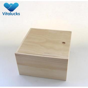 Custom solid unfinished wooden boxes slid lid with finger hole
