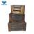 Nesting wood crates 3 sizes dark brown pine solid wood for decoration
