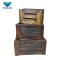Nesting wood crates 3 sizes dark brown pine solid wood for decoration