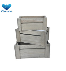 Wooden crates box vintage rustic 3pcs/set nested packing