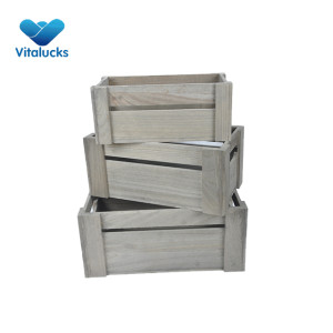 Wooden crates box vintage rustic 3pcs/set nested packing