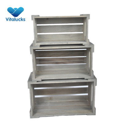 Wooden crates box vintage rustic 3pcs/set nested packing