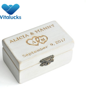 Wooden keepsake box for ring rustic finish  gift box