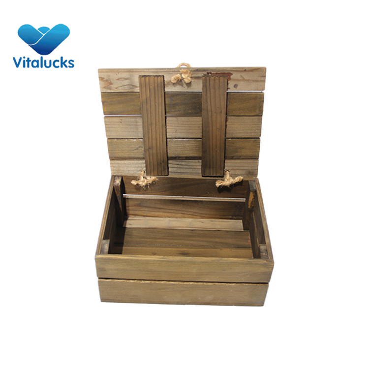 hinged lid crate wood box