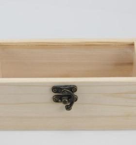 Wooden display box with window pine wood unfinished hinged lid