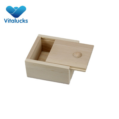Small unfinished wooden sliding lid box