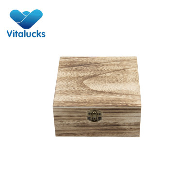 Small wooden box gift paulownia solid wood hinged lid