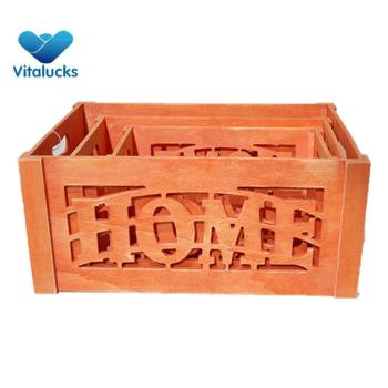 Decorative storage wooden crates set 3 colored finish
