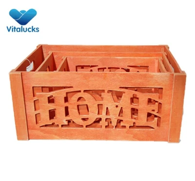 Decorative storage wooden crates set 3 colored finish