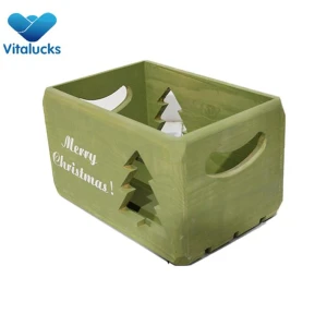 Pine wood wooden storage crate with color painting
