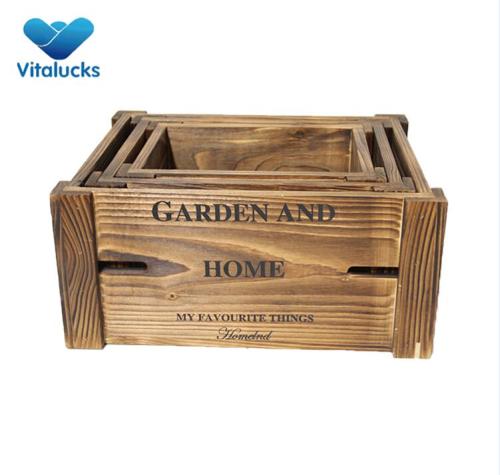 Rustic design  wooden storage crate set 3