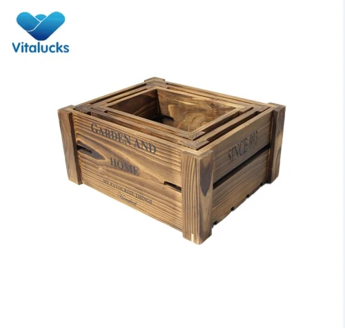 Rustic design  wooden storage crate set 3