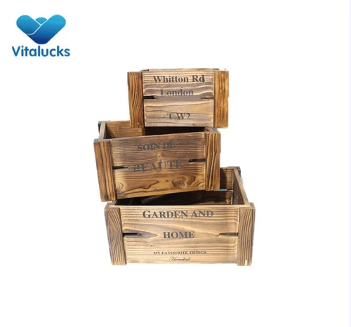 Rustic design  wooden storage crate set 3