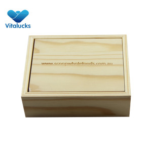 Small wooden storage box pine wood with laser/engraved logo