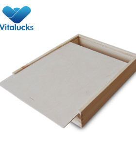 Wood box slide top storage box
