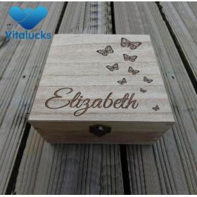 Custom storage wooden box paulownia wood engraved logo