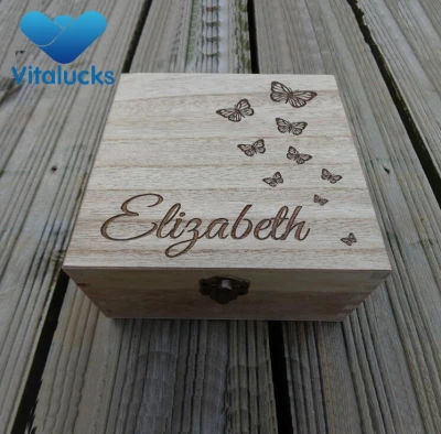 Custom storage wooden box paulownia wood engraved logo