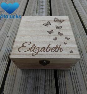 Custom storage wooden box paulownia wood engraved logo