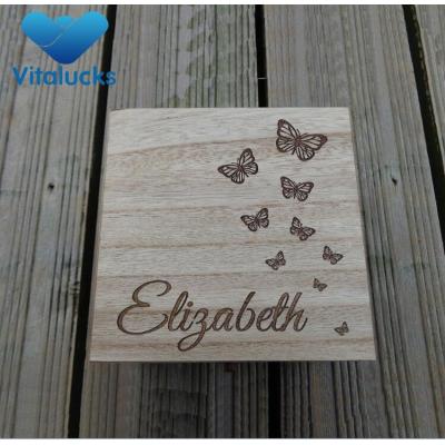 Custom storage wooden box paulownia wood engraved logo