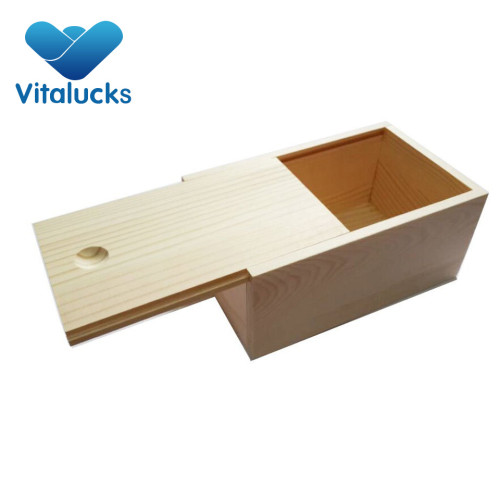 Nature high-grade wooden storage box slid lid with handle hole