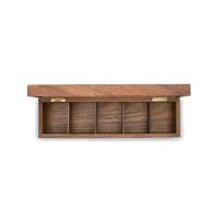 Natural customized wooden tea box with hinge lid 5 compartments/cells