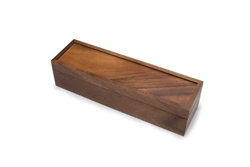 Natural customized wooden tea box with hinge lid 5 compartments/cells