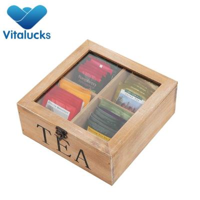 wholesale custom logo natural wood luxury tea tin box with lid