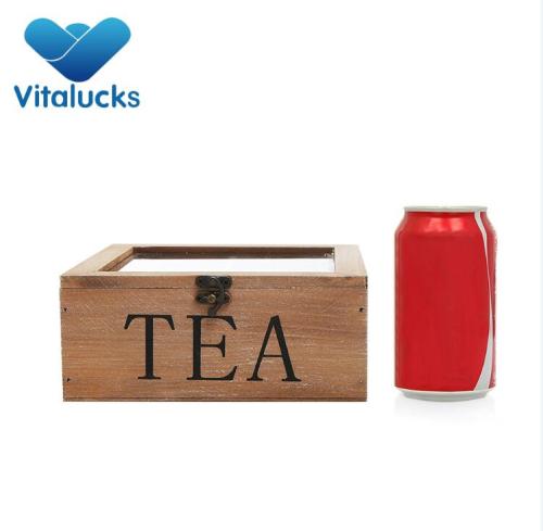 wholesale custom logo natural wood luxury tea tin box with lid