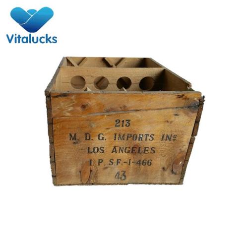 Wooden crate storage box for wine bottles outdoor use