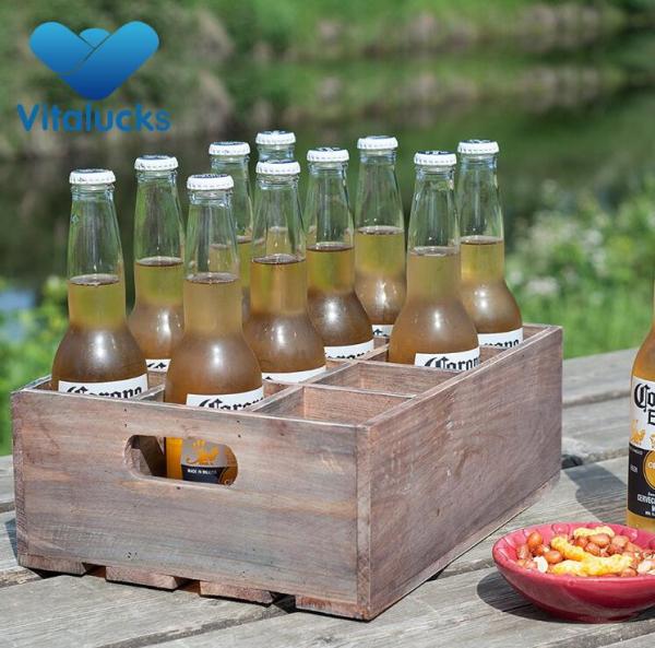Medium wooden storage box for wine bottles organizor