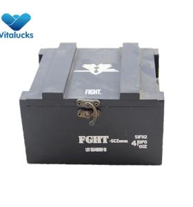 Wooden storage crate box in customized logo printing, matt black painting