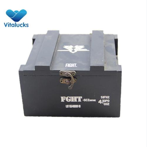 Wooden storage crate box in customized logo printing, matt black painting