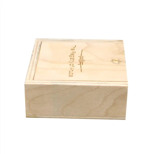 Small wooden sliding lid box customized logo