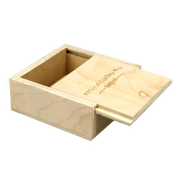 Small wooden sliding lid box customized logo