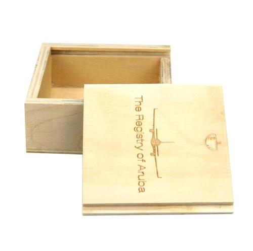 Small wooden sliding lid box customized logo