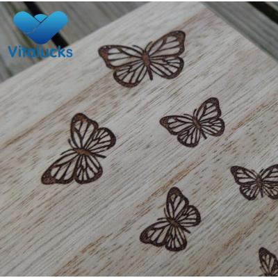 Squared wooden large storage box engraved laser logo