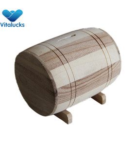 New wooden barrel money saving box for wholesale