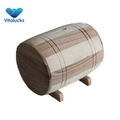 New wooden barrel money saving box for wholesale