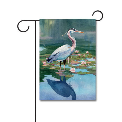 Reflecting Heron 110g Knitted Polyester Double Sided Garden Flag Without Flagpole