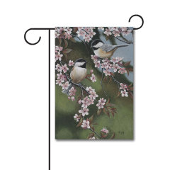Forget Me Not Chickadees 110g Knitted Polyester Double Sided Garden Flag Without Flagpole