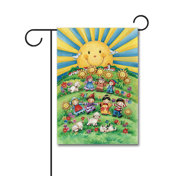 Wholesale Small World 110g Knitted Polyester Double Sided Garden Flag Without Flagpole