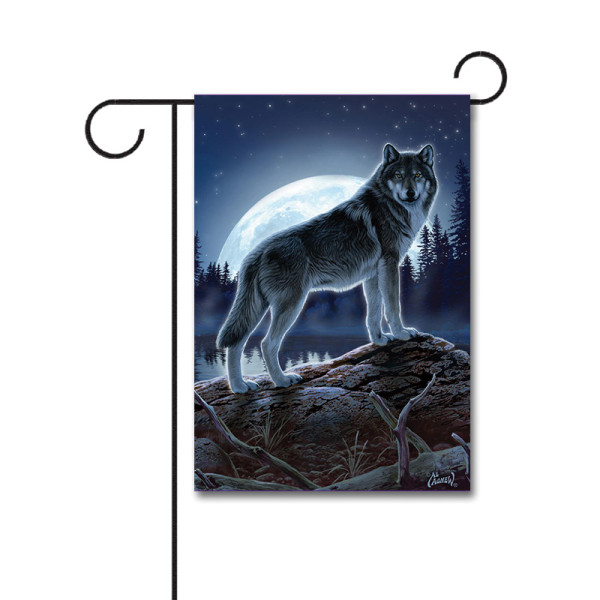 Full Moon Wolf 110g Knitted Polyester Double Sided Garden Flag Without Flagpole