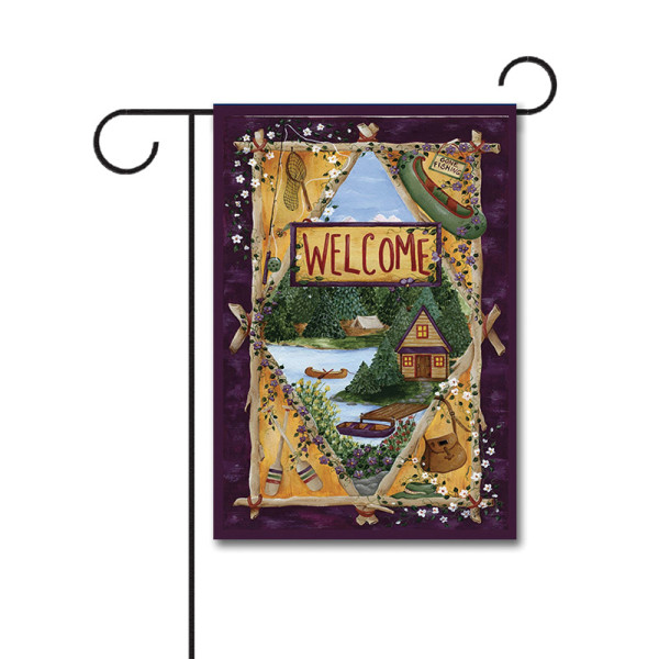 Lakeside Welcome 110g Knitted Polyester Double Sided Garden Flag Without Flagpole